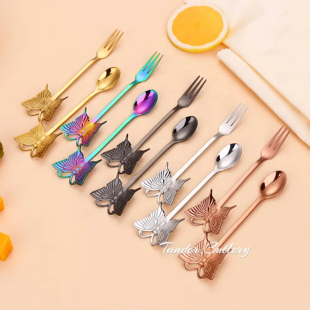 Fourchette papillon - Pour apéritifs, tapas ou desserts - 4 couleurs