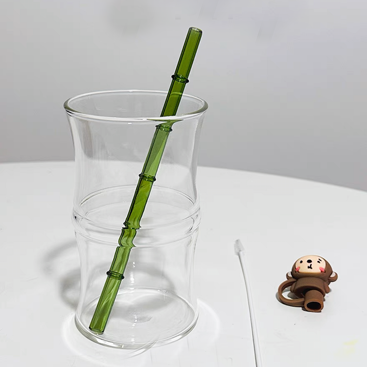 Paille en verre - Design bambou - Droite - 200 x 8 mm