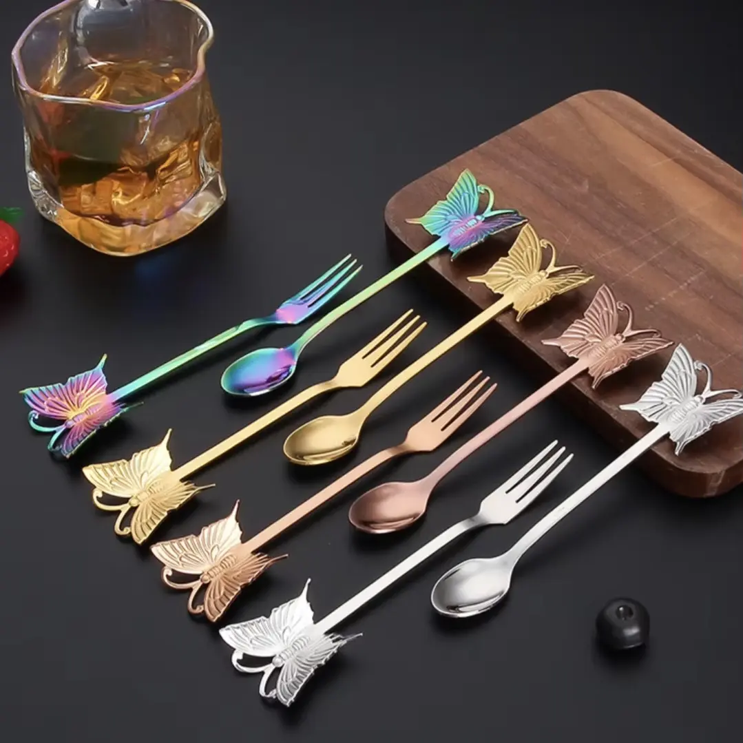 Fourchette papillon - Pour apéritifs, tapas ou desserts - 4 couleurs
