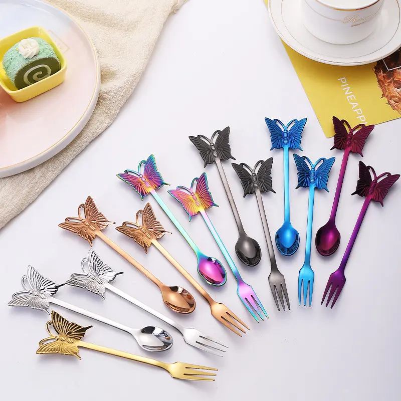 Fourchette papillon - Pour apéritifs, tapas ou desserts - 4 couleurs