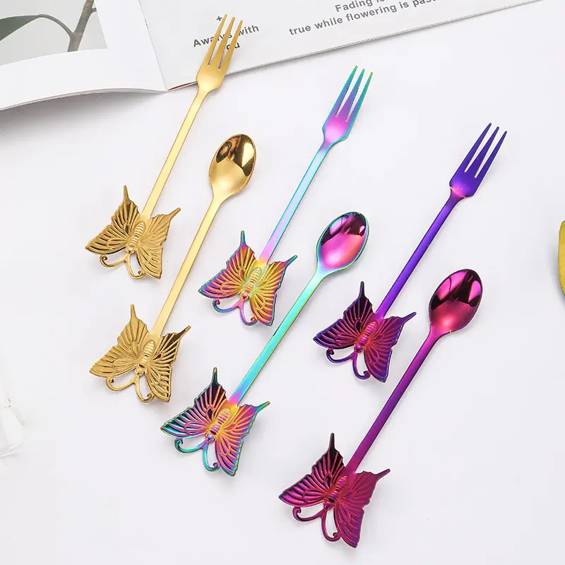 Fourchette papillon - Pour apéritifs, tapas ou desserts - 4 couleurs