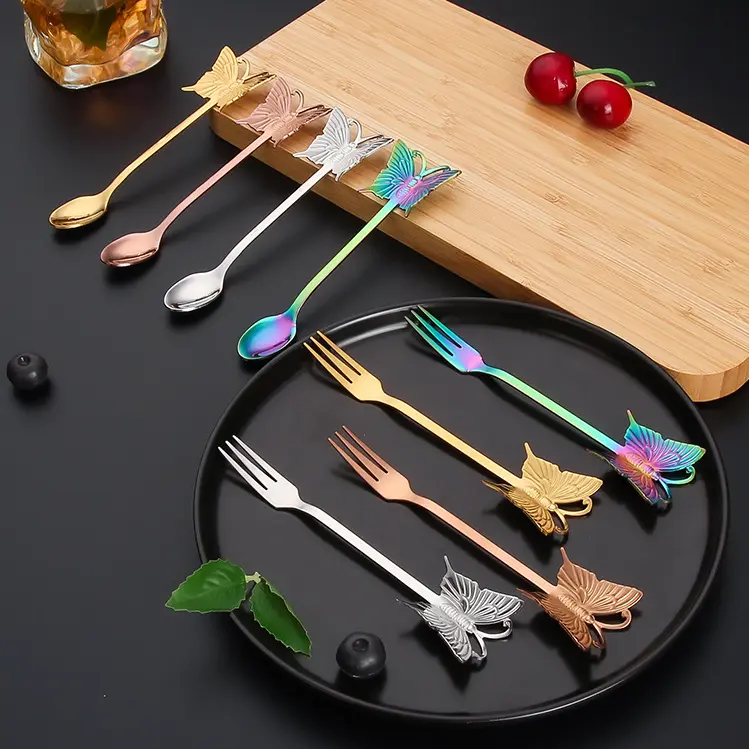 Fourchette papillon - Pour apéritifs, tapas ou desserts - 4 couleurs