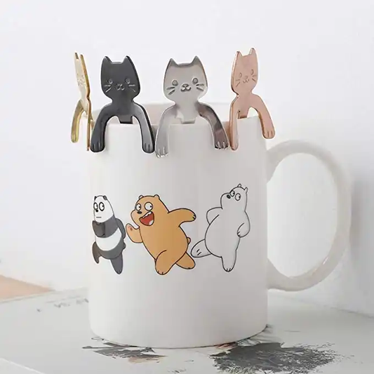 Cuillère Chat - Pour le Thé, le Café ou le Dessert - 4 Couleurs