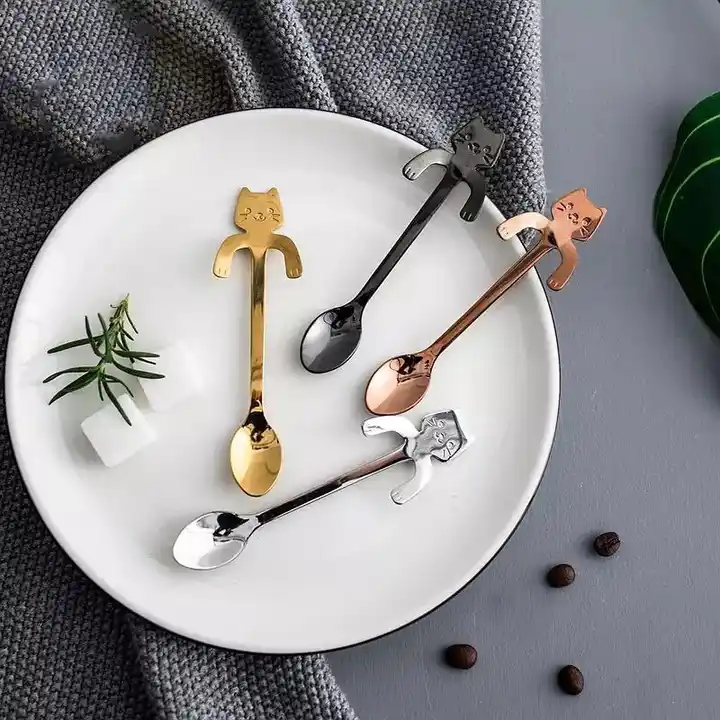 Cuillère Chat - Pour le Thé, le Café ou le Dessert - 4 Couleurs