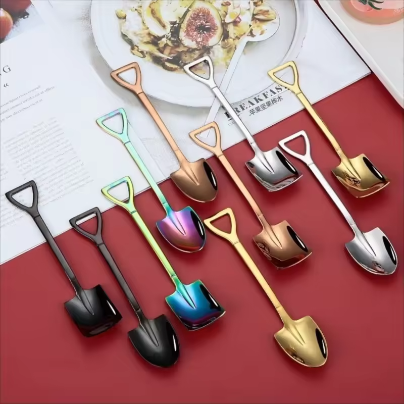 Cuillère 'Pelle' - 2 formes / 4 couleurs - Pour le thé, le café et les desserts