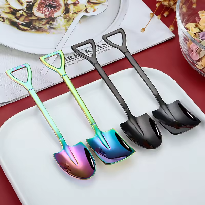 Cuillère 'Pelle' - 2 formes / 4 couleurs - Pour le thé, le café et les desserts