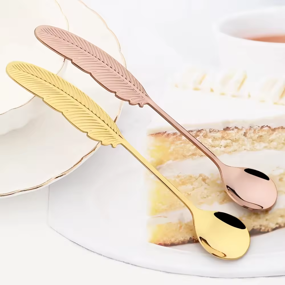 Cuillère Plume - 4 couleurs - Idéale pour le thé, le café et les desserts