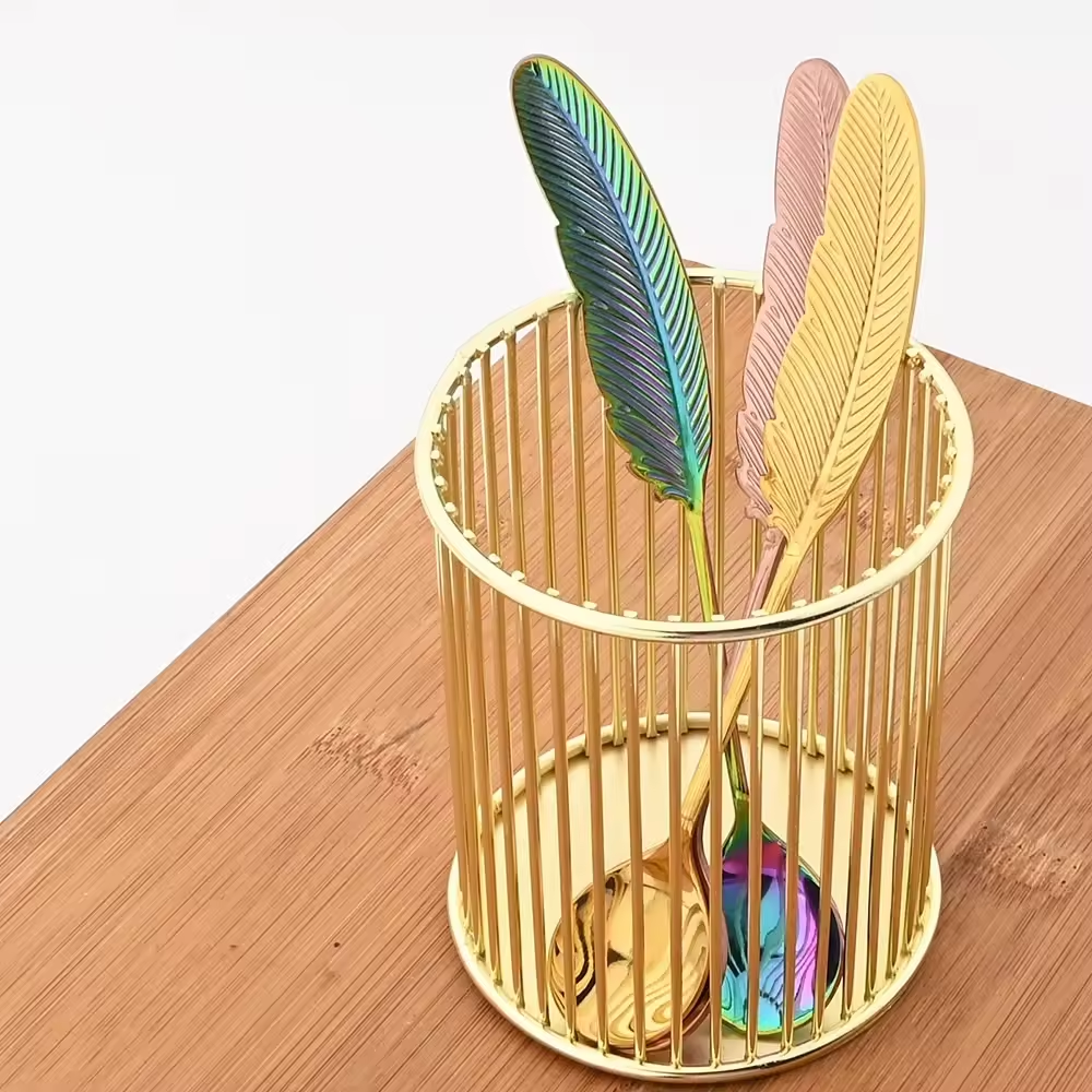 Cuillère Plume - 4 couleurs - Idéale pour le thé, le café et les desserts