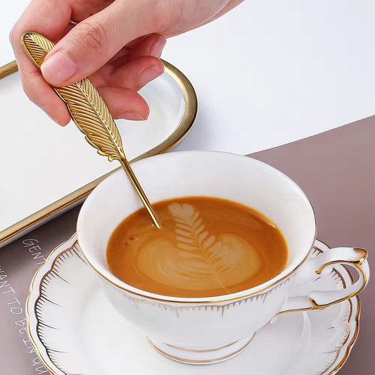 Cuillère Plume - 4 couleurs - Idéale pour le thé, le café et les desserts