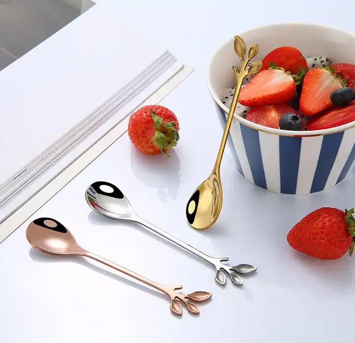 Cuillère Feuille - Pour le thé, le café ou les desserts - 4 couleurs
