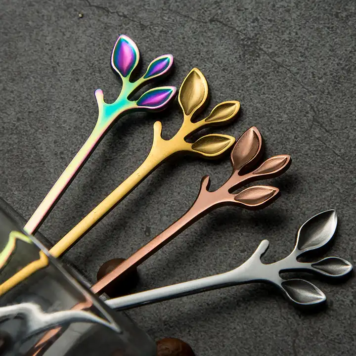 Cuillère Feuille - Pour le thé, le café ou les desserts - 4 couleurs