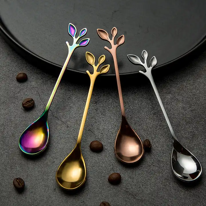 Cuillère Feuille - Pour le thé, le café ou les desserts - 4 couleurs