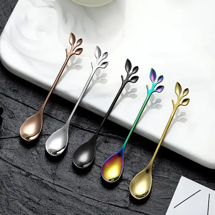 Cuillère Feuille - Pour le thé, le café ou les desserts - 4 couleurs