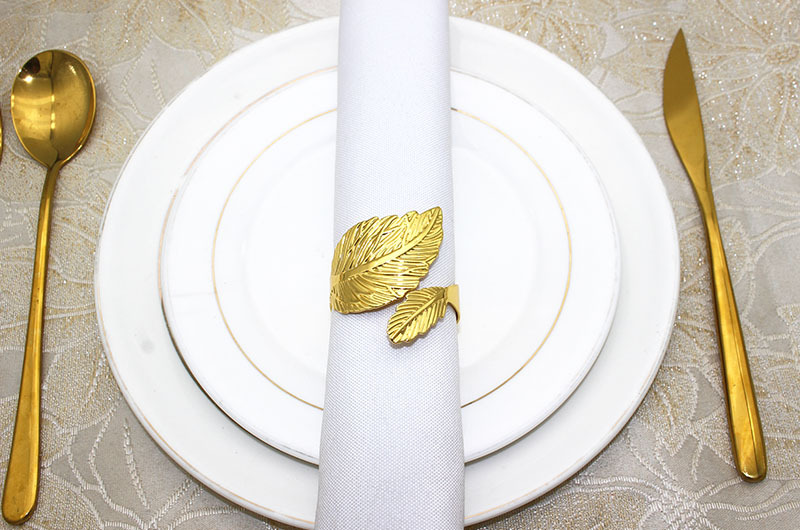 Rond de Serviette - Big Leaf - Argenté ou Doré