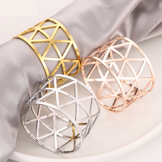 Rond de Serviette - Geometric 1 - Argenté ou Doré