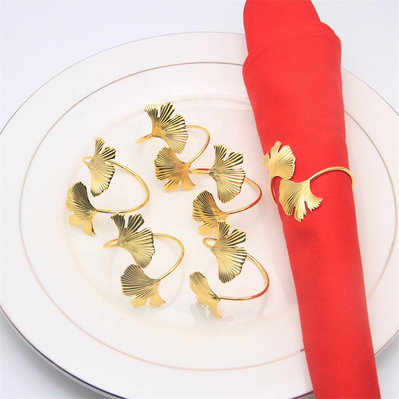 Rond de Serviette - Ginkgo Leaf - Argenté ou Doré