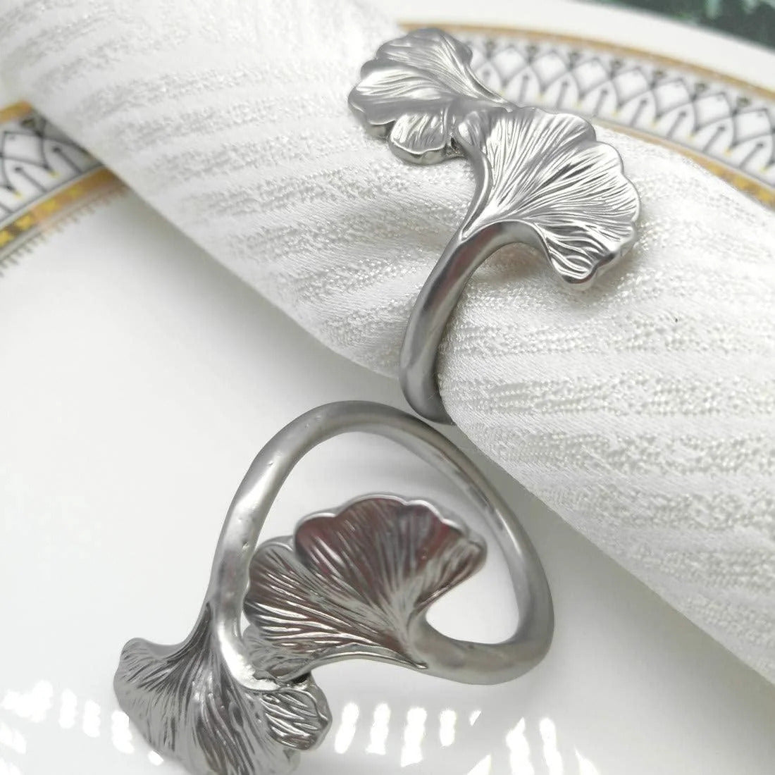Rond de Serviette - Ginkgo Leaf - Argenté ou Doré