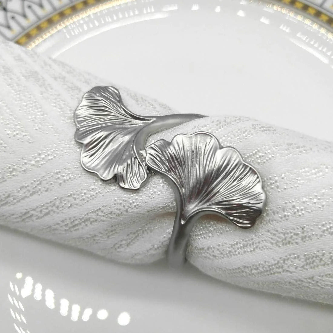 Rond de Serviette - Ginkgo Leaf - Argenté ou Doré